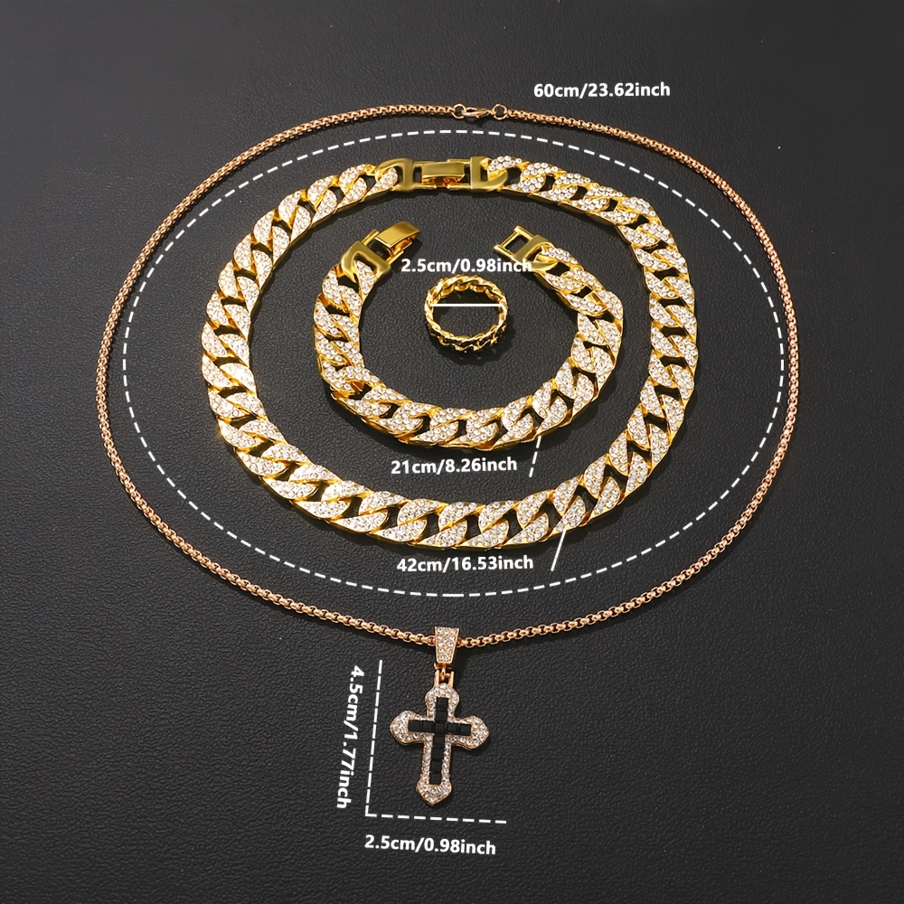 4pcs Men's Hip Hop Cuban Chain Set — Complete Gift